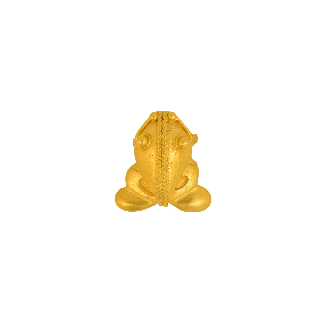 Patu gold frog pendant and brooch by Cano Jewelry
