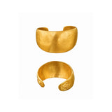 Two textured gold cuff bracelets shown on a plain white background, one above the other.