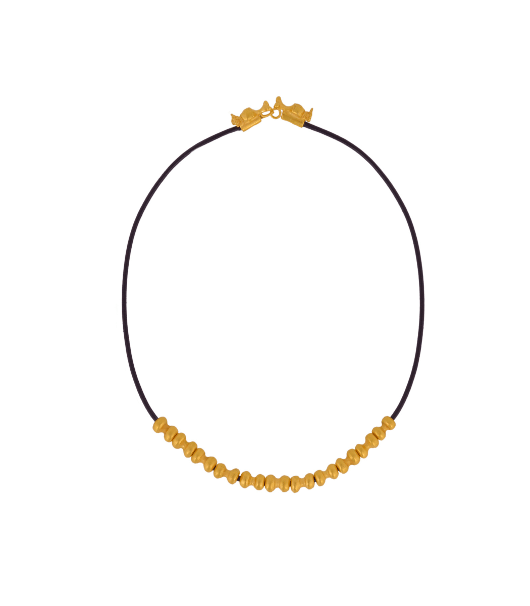 Poporo Clasp Beaded Leather Necklace