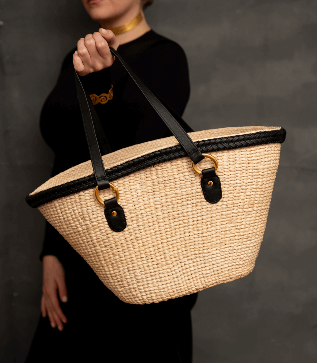 Sinka Beige & Black Bucket Bag